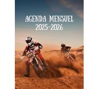 Agenda Mensuel 2025-2026: Moto-Cross, Organisateur Journalier Avec Liste de Contact, Buts d’Année, Journal D’anniversaires, Suivi des Mots de Passes Et plus encore. Pour Garçon et Fille