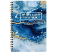 Agenda mensuel 2026-2028,36 mois,15 x 21,5 cm,reliure spirale double,pages de notes lignées,couleur gris bleu