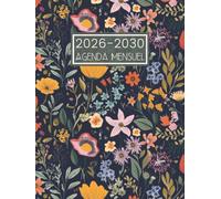 Agenda Mensuel 2026-2030: Planificateur Organisateur de Cinq Ans de Janvier 2026 a Décembre 2030 - 1 Mois sur 2 Pages || 60 Mois Calendrier avec Jours Fériés - Grand Format - Français