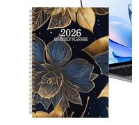 Agenda Mensuel 2026,Grandes Cases Fleuries avec Dates,Livre Calendrier 2026 Planificateur Mensuel | Pour Usage Scolaire Et Universitaire Enseignants Étudiants Bureau Travail Rendez-vous Étude