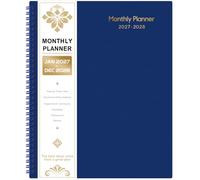 Agenda mensuel 2027-2028 - Planning 2 ans 2027-2028, janvier 2027 à | 22,9 x 27,9 cm, calendrier 2 ans, planificateur mensuel 27-28 avec onglets, poche, étiquette, contacts - Violet