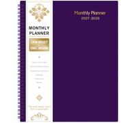 Agenda mensuel 2027-2028 - Planning 2 ans 2027-2028, janvier 2027 à | 22,9 x 27,9 cm, calendrier 2 ans, planificateur mensuel 27-28 avec onglets, poche, étiquette, contacts - Violet