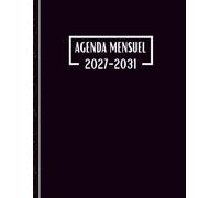 Agenda Mensuel 2027-2031 cinq ans: Planificateur 60 Mois, Du 1 janvier 2027 jusqu'a le 31 Décember 2031, |Théme: Noir |