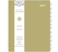 Agenda mensuel 2027 - Planificateur 2027, janvier 2027 à décembre 2027 | 22,9 x 27,9 cm, planificateurs 12 mois avec onglets, poche, étiquette, contacts et mots de passe, reliure à double fil
