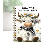 Agenda Mensuel Années 2026-2030 Carnet avec calendrier mensuel et vache | Journal et Carnet de Notes à Format 21 x 14 cm Pour les Amoureux des Animaux, Home Office, Objectif, Re