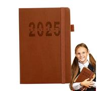 Agenda mensuel, planificateur,Bloc-notes du journal du calendrier 2025 - Carnet de notes avec couverture en cuir PU pour voyage, voyage d'affaires, maison, école, espace de travail
