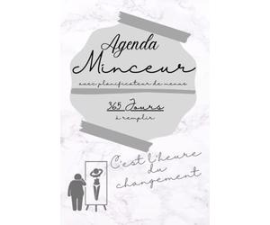 Agenda minceur avec planificateur de menus à remplir 365 jours: Journal alimentaire avec planificateur de menu pour 52 semaines et liste de course - format 15,24 x 22,86cm