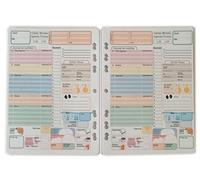 Agenda minceur, Fitness Planner Diary, A5 14,5x20,5cm - 50 Feuilles (100 jours) trous universel pour 2, 3, 4, 6 anneaux - FRANÇAIS