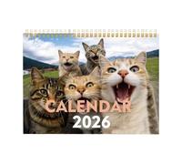 Agenda mural 2026 Chat - Adorable calendrier illustré, outil de planification pratique pour les étudiants de bureau familial | Organisateur annuel Kittens pour l'étude de