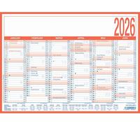 Agenda / organiseur 2026 - A4 (29 x 21 cm) - 6 mois sur 1 page - calendrier semainier - contrecollé sur carton - calendrier annuel - 908-1315