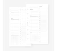 Agenda personnel non daté avec emploi du temps demi-horaire 1 jour sur une page pour Filofax Personal, LV MM recharge agenda 6 trous 3,75 x 6,75