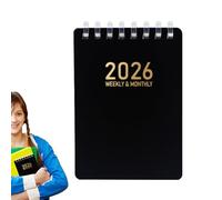 Agenda portable - Carnet à 2026, anneau de poche avec poignée, feuilles de classeur A7 avec écriture, papeterie de bureau, planificateur pour étudier, enseigner, indépendants, consultants, mai