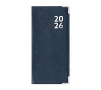 Agenda portefeuille mince 2026 semainier - Planificateur compact bleu marine à couverture souple - Organiseur portable léger - Agenda pour sac à main, école, voyage