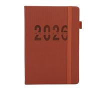 Agenda quotidien 2026 14 x 21 cm, carnet de rendez-vous horaire, couverture en cuir PU pour une vie bien remplie, marron