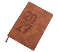 Agenda Quotidien 2027 en Anglais, Carnet de Notes 365 Jours | Papier Léger, Coins Arrondis, sans Bavure D’encre ni Effilochage, Couleur Coffee