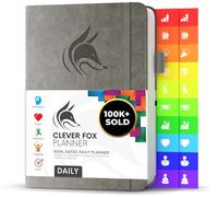 Agenda quotidien Clever Fox - Le meilleur agenda et calendrier quotidien pour stimuler la productivité, le bonheur et atteindre vos objectifs - Organisateur - A5, non daté - Gris