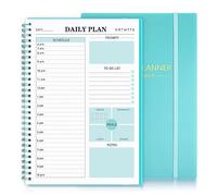 Agenda quotidien non daté, avec poche, fermeture élastique, format B5, bleu sarcelle