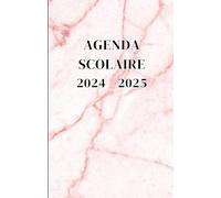 Agenda scolaire 2024 - 2025 : cahier de texte et de devoirs pour étudiants, élèves de primaire, collège et lycée - Couverture marbre rose pastel