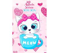 Agenda scolaire 2024-2025: Chat kawaii-journalier a5,deux jours par page, pour Fille et Garçon ,Étudiant de Primaire ,Collège et Lycée .