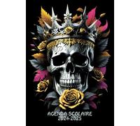 Agenda scolaire 2024-2025 Tête de mort skull journalier petit format: Collège, lycée, étudiant, primaire - Format poche 12x17 cm - 1 page par jour du ... pratique - Gothique, halloween, tête de mort