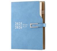 Agenda scolaire 2025-2026 - 1 jour par page - Format A5 - 25/26 pages par jour - 12 mois - Pour l'école, la famille et le travail - Bleu