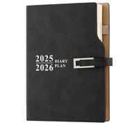 Agenda scolaire 2025-2026 - 1 jour par page - Format A5 - 25/26 pages par jour - 12 mois - Pour l'école, la famille, le travail - Noir
