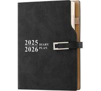 Agenda Scolaire 2025-2026 - 1 Jour Par Page - Format A5 - 25/26 Pages Par Jour - 12 Mois - Pour L'école, La Famille, Le Travail - Noir