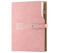 Agenda scolaire 2025-2026 - 1 jour par page - Format A5 - 25/26 pages par jour - 12 mois - Pour l'école, la famille et le travail - Rose