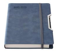 Agenda scolaire 2025-2026 2025-2026, jour par page, couverture rigide, organisé de juillet 2025 à juin 2026, agenda mensuel journalier avec onglets mensuels, poche intérieure, stylo, boucle pour stylo