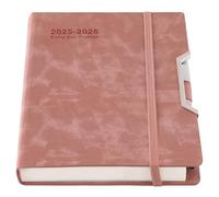 Agenda scolaire 2025-2026 2025-2026, jour par page, couverture rigide, organisé de juillet 2025 à juin 2026, agenda mensuel journalier avec onglets mensuels, poche intérieure, stylo, boucle pour stylo