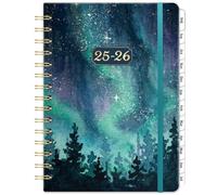 Agenda scolaire 2025-2026 - Agenda semainier 2025-2026 d'août 2025 à juillet 2026 avec couverture rigide et poche arrière, format A5, 21,3 x 14,7 x 1,6 cm - Vert aurore