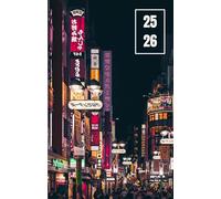Agenda scolaire 2025 - 2026 : cahier de texte et de devoirs pour étudiants, élèves de primaire, collège et lycée - Couverture rue japonaise nocturne
