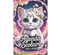 Agenda Scolaire 2025 2026 CHAT: A5 Planificateur 2 jours par page , Primaire College fille , Jolie Couverture
