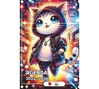 Agenda Scolaire 2025 2026: Chat, mignon, japon V6 | Planificateur Journalier Septembre 2025 à Août 2026 (2 jours par page) | Fille et Garçon pour Primaire, Collège et Lycée | Format A5