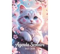 Agenda scolaire 2025-2026 Chat: Planificateur A5 - 2 jours par page - Pour fille et élèves du Primaire au Lycée - Animaux
