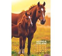 Agenda scolaire 2025-2026 Cheval Journalier 1 jour par page Petit format 12x17 Fille - Chevaux, équitation: Collège, lycée, étudiant, primaire (CM1, CM2) - Jument & poulain - 1 page par jour