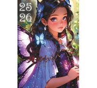 Agenda Scolaire 2025 2026 Fille Manga: Fée, Elfe, Féérique Anime Kawaii | Journalier Une page par jour | A COLORIER | 12x17 cm | Primaire Collège ... 3ème | bleu violet rose | Chibi Cute Papillon