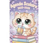 Agenda Scolaire 2025 2026 Fille: Planificateur A5 - 2 jours par page - Pour élèves du Primaire au Lycée - Animaux chat