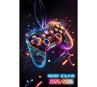 Agenda Scolaire 2025 2026: Gamer Planificateur Bi-journalier (2 jours par page) | Organisateur de Sept 2025 à Juil 2026 | Pour Garçons de Primaire, ... | Thème Gaming & geek Manette de Jeux Néon