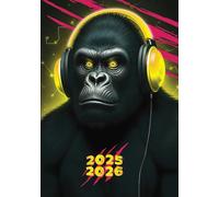 Agenda scolaire 2025 2026 | Journalier 1 jour par page| Petit format 12x17 cm | Original| Garçon - Fille | Mod. Gorille: Collège, lycée, primaire (CM1, CM2) | 1 jour par page | Animaux | Stylé