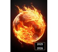 Agenda Scolaire 2025 2026 Journalier: Sphère de feu avec des flammes | Une page par jour | Format compact 12x17 cm | Couverture Souple | Pour ... garçon & ado | Septembre 2025 - Juillet 2026