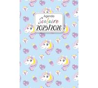 Agenda Scolaire 2025/2026 Kawaii: Planificateur Licorne journalier (Deux jours par page) | Organisateur de Sept 2025 à Juil 2026 | Pour Filles et Adolescentes de Primaire, Collège, et Lycée |