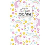 Agenda Scolaire 2025/2026 Kawaii: Planificateur Licorne Journalier (Deux jours par page) | Organisateur de Sept 2025 à Juil 2026 | Pour Filles et Adolescentes de Primaire, Collège, et Lycée