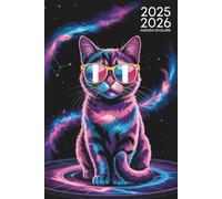 AGENDA SCOLAIRE: 2025-2026 | Organisateur Journalier 2 Jours par Page | Élèves du Primaire, Collège et Lycée | Chat