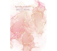 Agenda Scolaire 2025-2026: Organisateur scolaire journalier | De Août à Juillet | Style Marbre Girly Rose | Primaire Collège Lycée Étudiant | Format A5