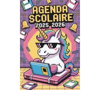Agenda scolaire 2025 2026: Planificateur A5 - 2 jours par page, filles et garçons, Primaire à Lycée, licorne