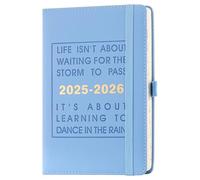 Agenda scolaire 2025-2026, planificateur quotidien 25/26 pages par jour, milieu d'année de juin 2025 à juillet 2026, journal de planification avec porte-stylo/onglets mensuels (bleu 07 2025-06 2026)