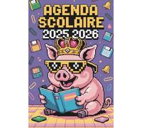 Agenda Scolaire 2025 2026 Porc: Planificateur A5 - 2 jours par page - Pour garcon et élèves du Primaire au Lycée - Animaux