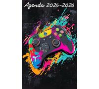 Agenda scolaire 2025 2026 pour garçon, fille, collège, lycée, étudiant. Format 12,7x20,32cm. Couverture Manette Gaming