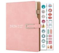 Agenda scolaire 2026 - 1 jour par page - Format A5 - Année 2026 - 12 mois par jour - Pour l'école, la famille et le travail - Rose